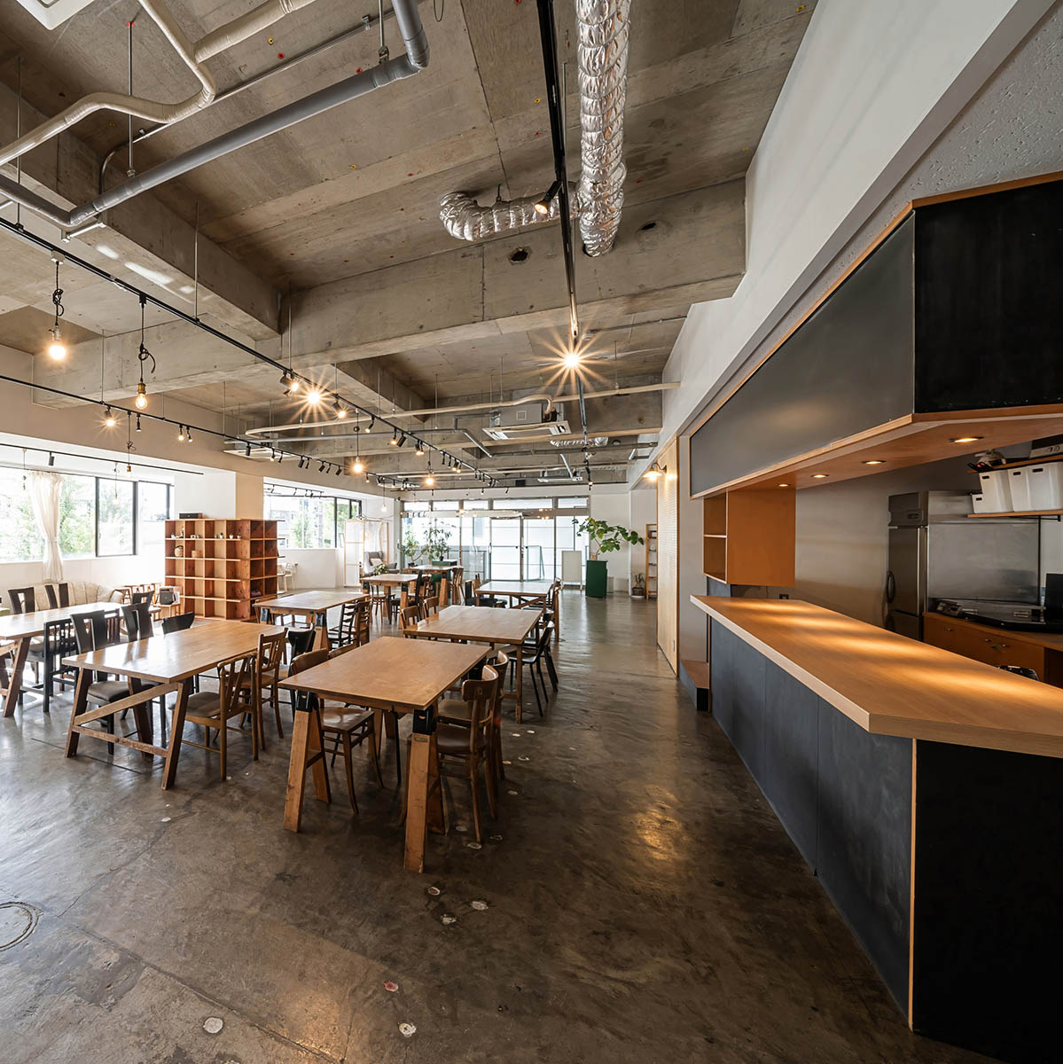 Interior of event space and cafe